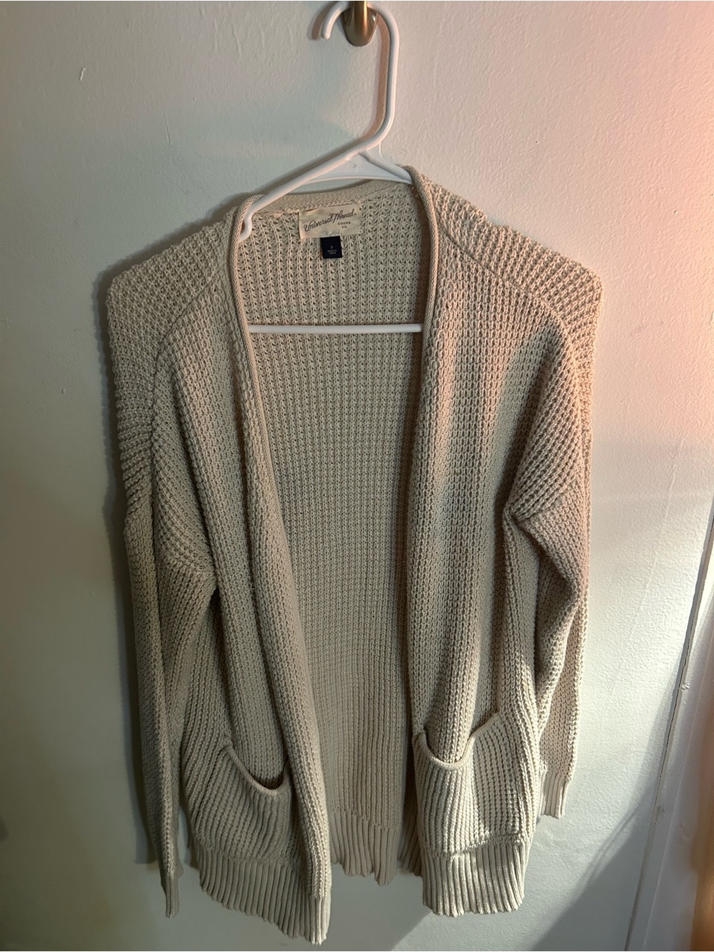 Universal Thread Cream Open-Front Waffle Knit Cardigan